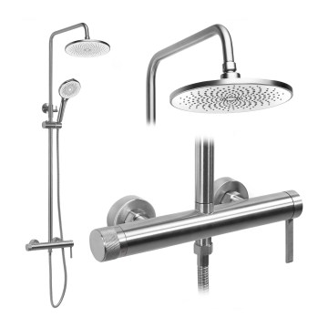 REA-P9498 - Ensemble de douche RIVO avec mitigeur en acier brossé