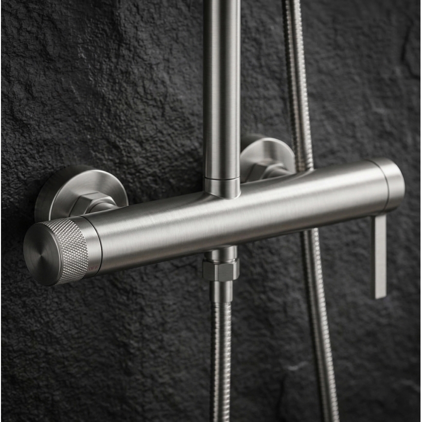 REA-P9498 - Ensemble de douche RIVO avec mitigeur en acier brossé