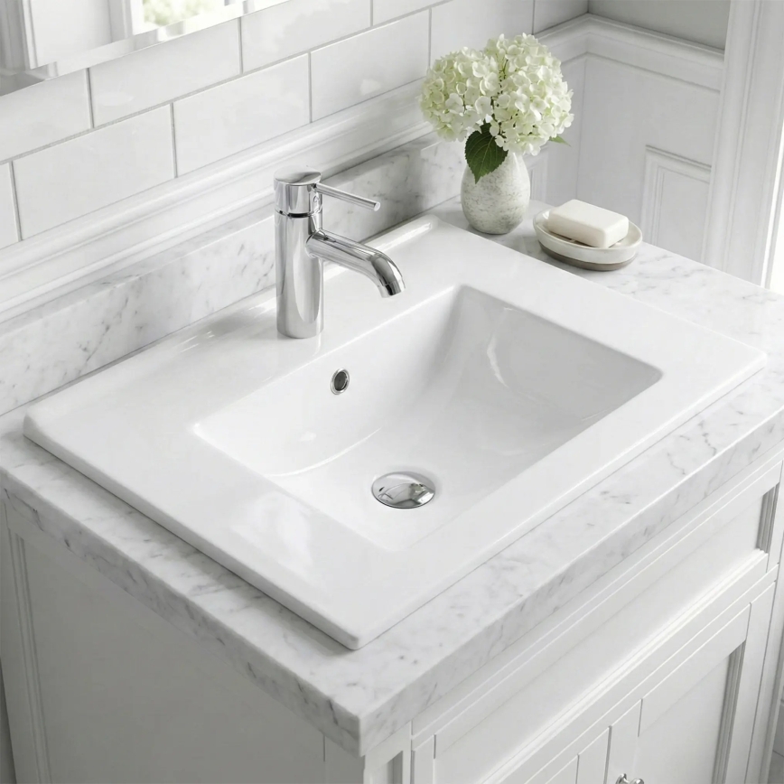 REA-U0040 - Lavabo encastré DAFNE 46,5x76 cm céramique/blanc brillant