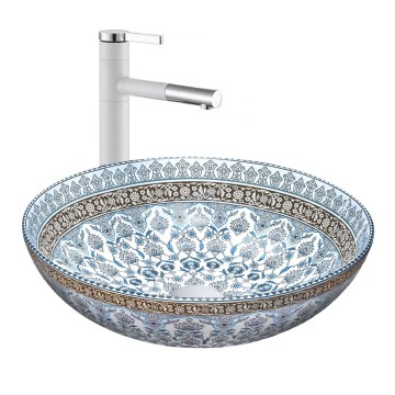 REA-U0267 - Vasque à poser ARTE Ø 40 cm en céramique / motif ornemental
