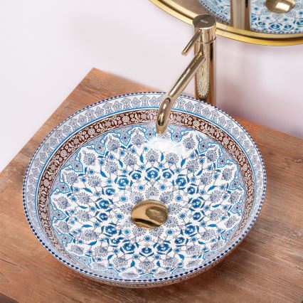 REA-U0267 - Vasque à poser ARTE Ø 40 cm en céramique / motif ornemental