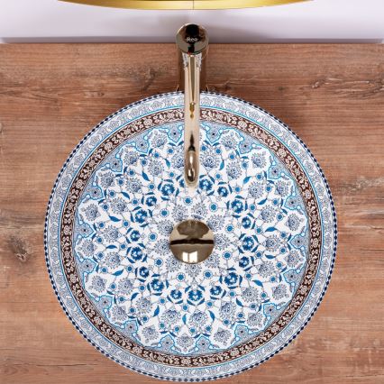 REA-U0267 - Vasque à poser ARTE Ø 40 cm en céramique / motif ornemental