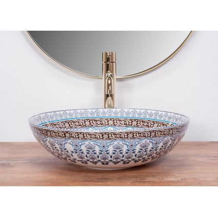 REA-U0267 - Vasque à poser ARTE Ø 40 cm en céramique / motif ornemental