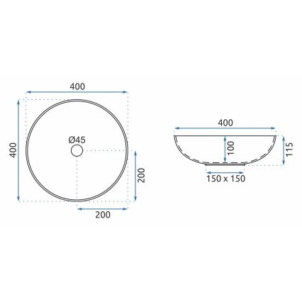 REA-U0267 - Vasque à poser ARTE Ø 40 cm en céramique / motif ornemental