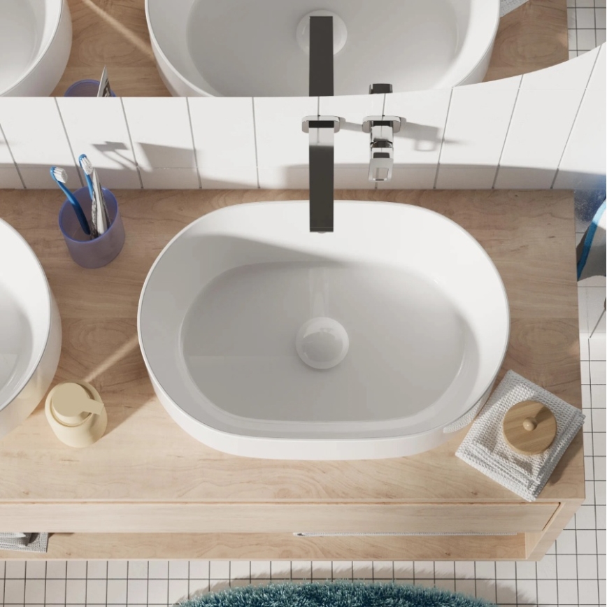 REA-U0600 - Lavabo à poser ALMA 36x57 cm céramique/blanc brillant