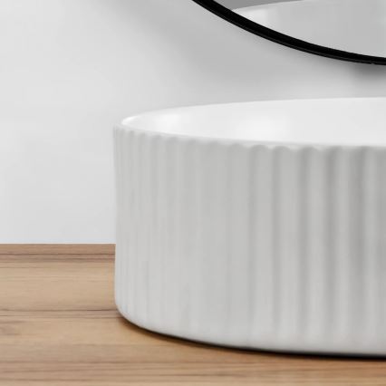 REA-U0601 - Vasque à poser DELIA 36 cm, blanc brillant à effet pierre