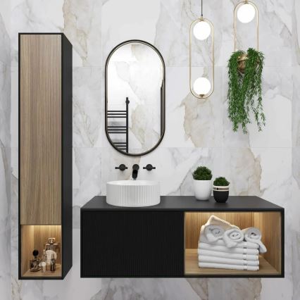 REA-U0601 - Vasque à poser DELIA 36 cm, blanc brillant à effet pierre