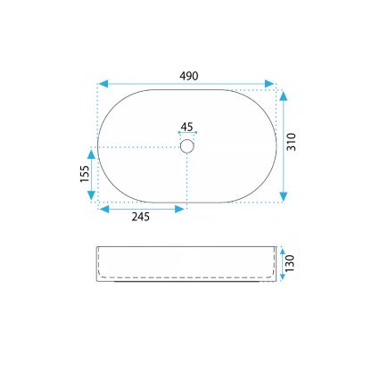 REA-U0603 - Lavabo à poser sur plan VANDA 31x49 cm céramique/blanc brillant