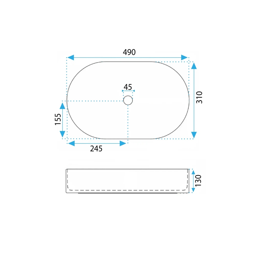 REA-U0603 - Lavabo à poser sur plan VANDA 31x49 cm céramique/blanc brillant