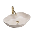 REA-U0617 - Vasque à poser PEARL 38 x 50,5 cm céramique/beige/aspect pierre