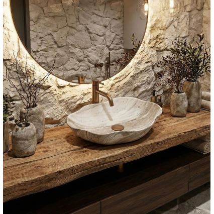 REA-U0618 - Vasque à poser PEARL 38x50,5 cm céramique/beige/effet pierre