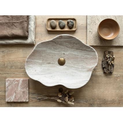 REA-U0618 - Vasque à poser PEARL 38x50,5 cm céramique/beige/effet pierre