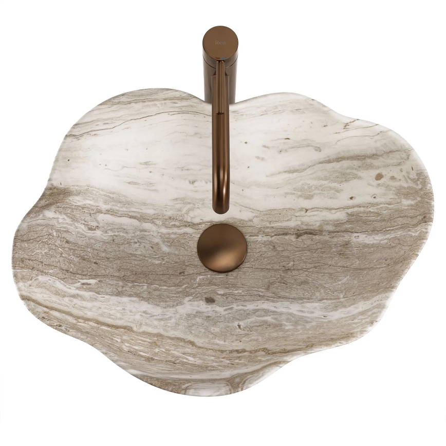 REA-U0618 - Vasque à poser PEARL 38x50,5 cm céramique/beige/effet pierre