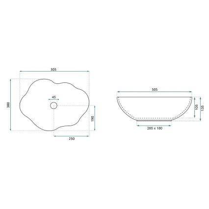REA-U0618 - Vasque à poser PEARL 38x50,5 cm céramique/beige/effet pierre