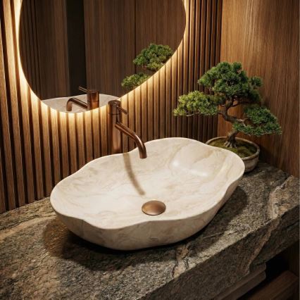 REA-U0619 - Vasque à poser PEARL 38x50,5 cm céramique/beige