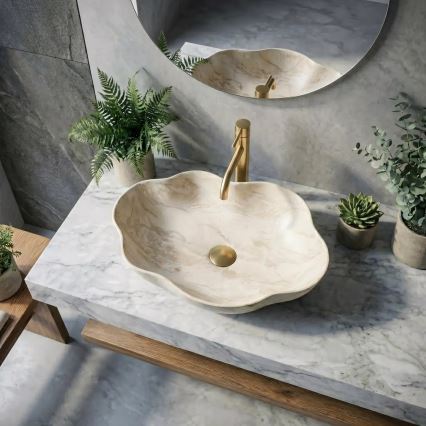 REA-U0619 - Vasque à poser PEARL 38x50,5 cm céramique/beige