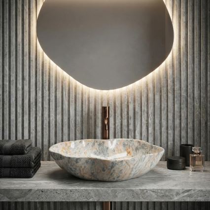 REA-U0620 - Vasque à poser PEARL 38x50,5 cm céramique/gris/beige/effet pierre