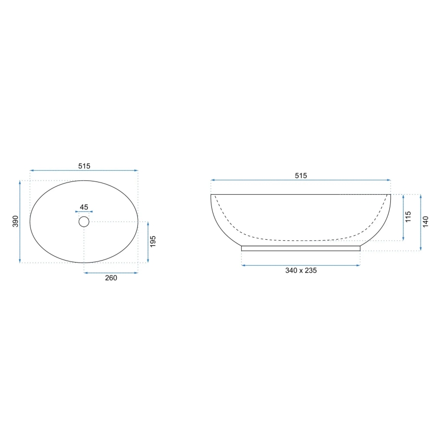 REA-U0627 - Lavabo à poser CAROLA 39x51,5 cm céramique/marron