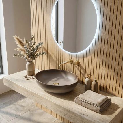 REA-U0627 - Vasque à poser CAROLA 39 x 51,5 cm céramique/beige/marron