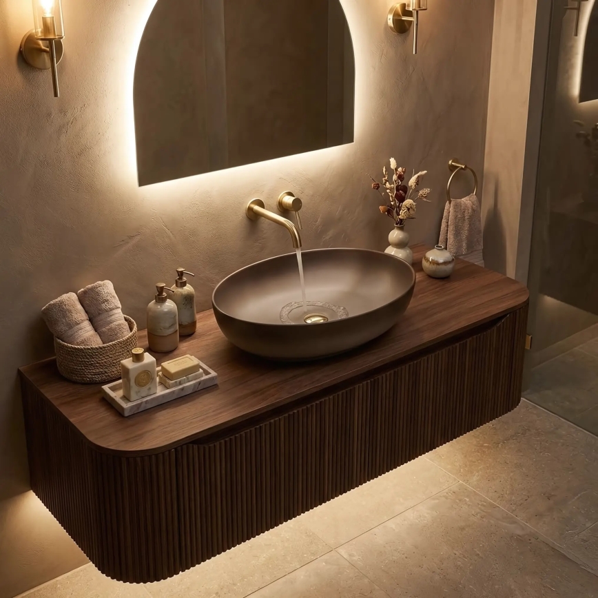 REA-U0627 - Vasque à poser CAROLA 39 x 51,5 cm céramique/beige/marron