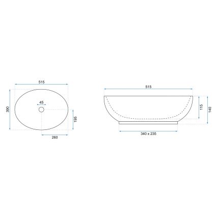 REA-U0627 - Vasque à poser CAROLA 39 x 51,5 cm céramique/beige/marron