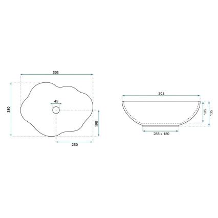 REA-U0629 - Vasque à poser PEARL 38x50,5 cm céramique/marron