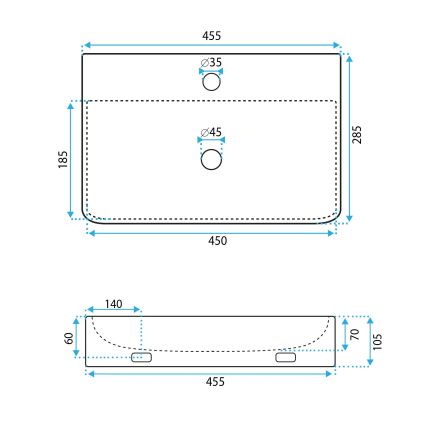 REA-U0630 - Lavabo à poser/suspendu NAOMI 28,5x45,5 cm céramique/blanc