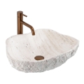 REA-U0642 - Vasque à poser ISLA 37x49 cm blanc/beige/aspect pierre