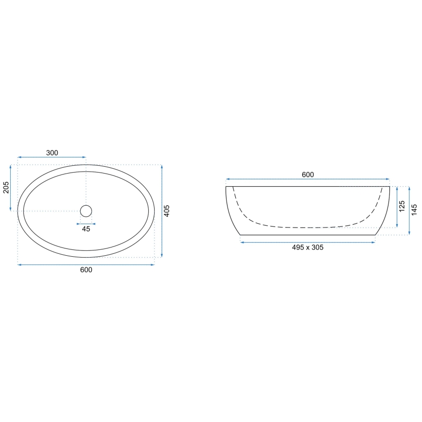 REA-U0656 - Vasque à poser MELANIA 40,5x60 cm céramique/blanc brillant