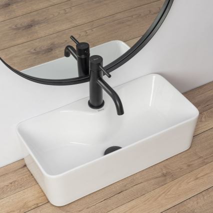 REA-U0699 - Lavabo à poser MERY 25 x 50,5 cm céramique / blanc brillant