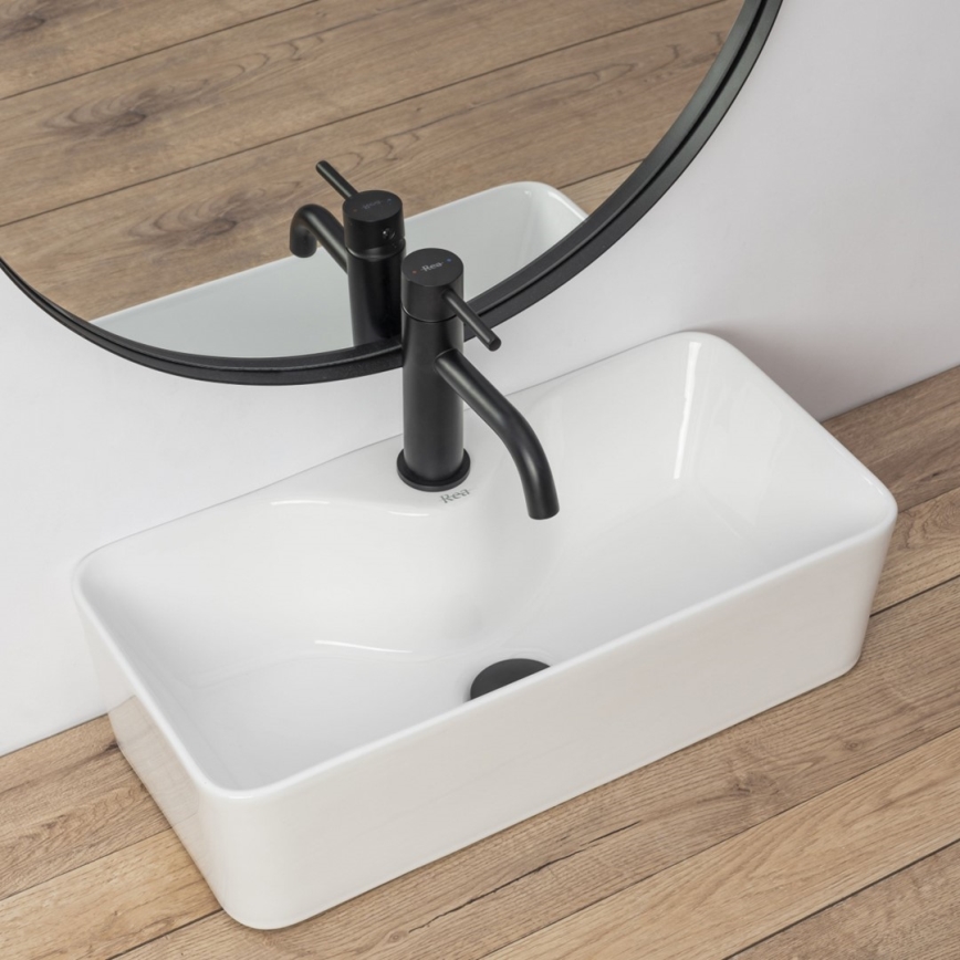REA-U0699 - Lavabo à poser MERY 25 x 50,5 cm céramique / blanc brillant