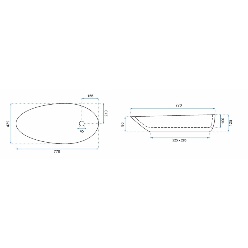 REA-U1500 - Vasque à poser GRETA 42,5x77 cm céramique/blanc brillant