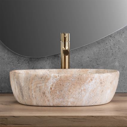 REA-U3000 - Vasque à poser AMELIA 34,5x48 cm céramique/beige/effet pierre