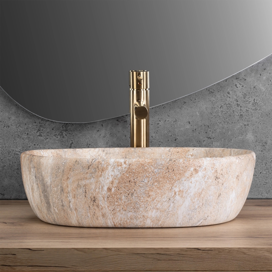 REA-U3000 - Vasque à poser AMELIA 34,5x48 cm céramique/beige/effet pierre
