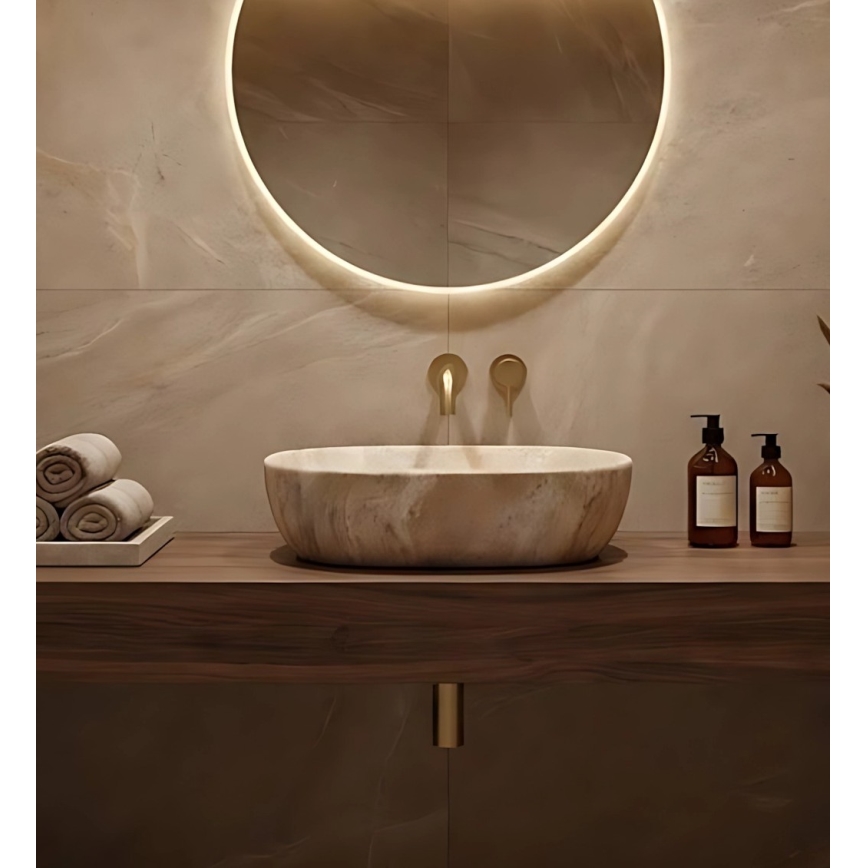 REA-U3000 - Vasque à poser AMELIA 34,5x48 cm céramique/beige/effet pierre