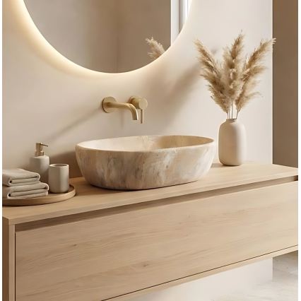 REA-U3000 - Vasque à poser AMELIA 34,5x48 cm céramique/beige/effet pierre