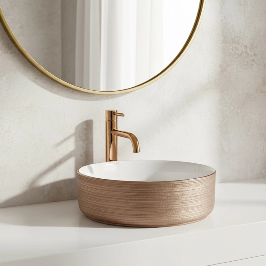 REA-U3303 - Vasque à poser SAMI Ø 37 cm céramique/blanc/doré
