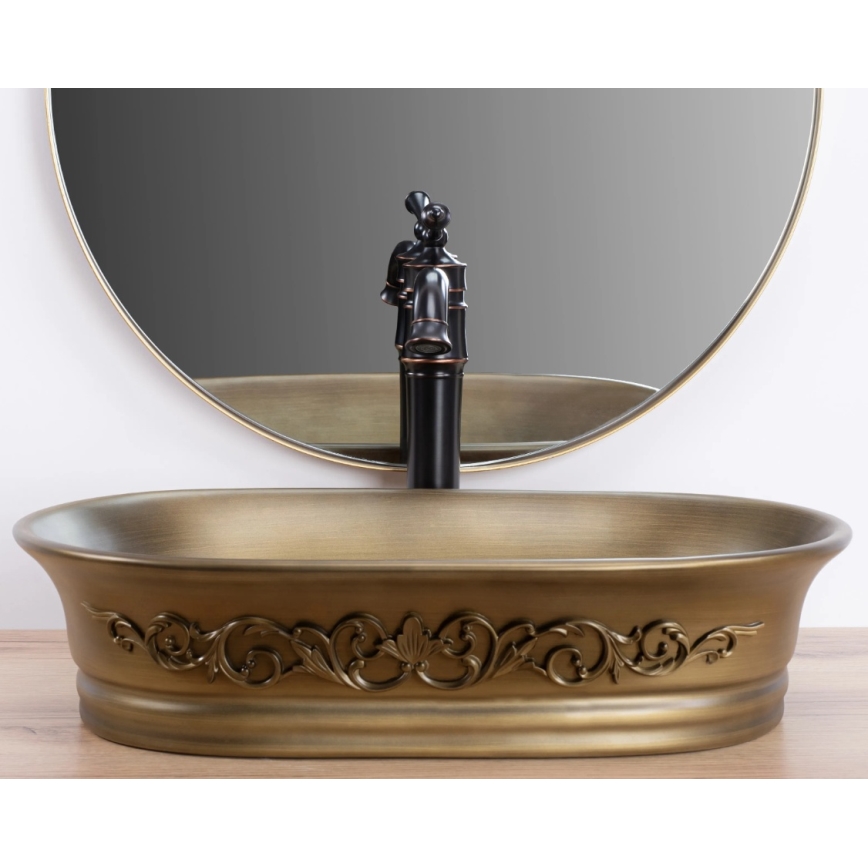 REA-U3305 -  Lavabo à poser WILMA RUSTIC 38x55 cm céramique/cuivré