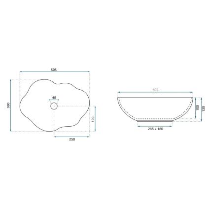 REA-U3309 - Vasque à poser PEARL 38 x 50,5 cm, céramique/multicolore
