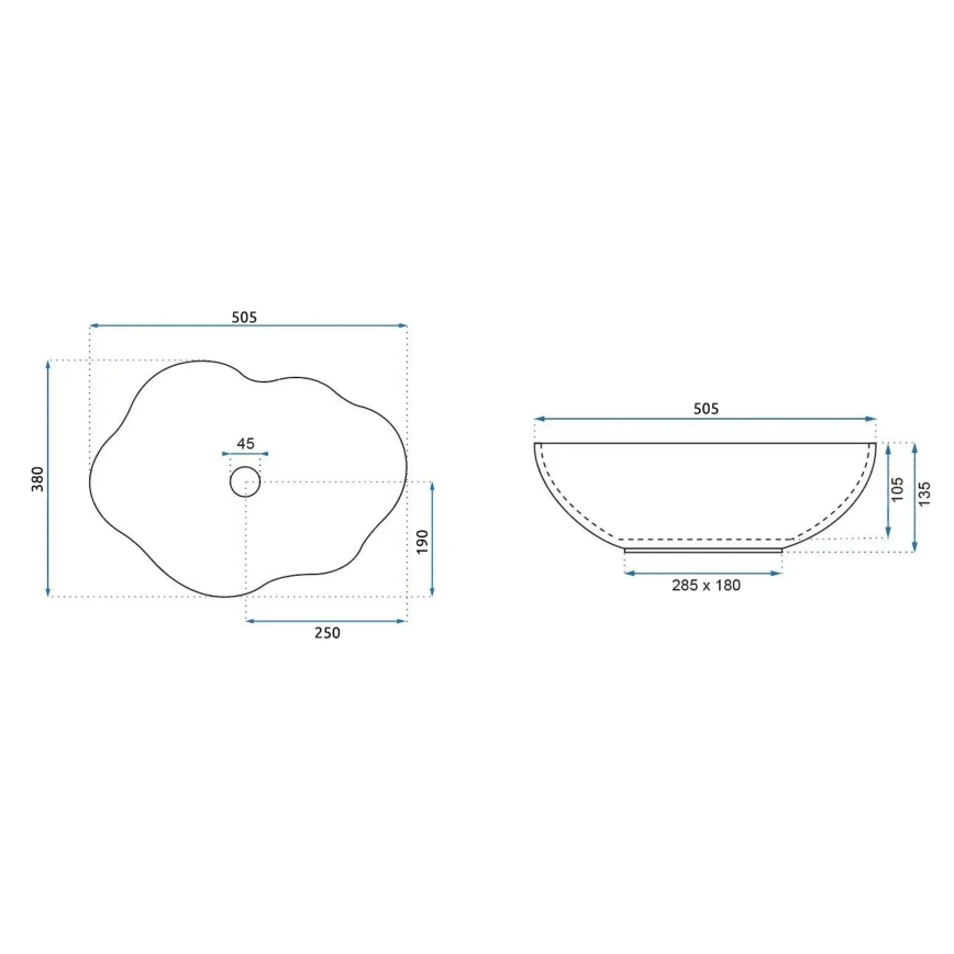 REA-U3309 - Vasque à poser PEARL 38 x 50,5 cm, céramique/multicolore