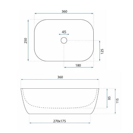 REA-U3321 - Lavabo à poser BELINDA MINI 25x36 cm céramique/gris/effet pierre