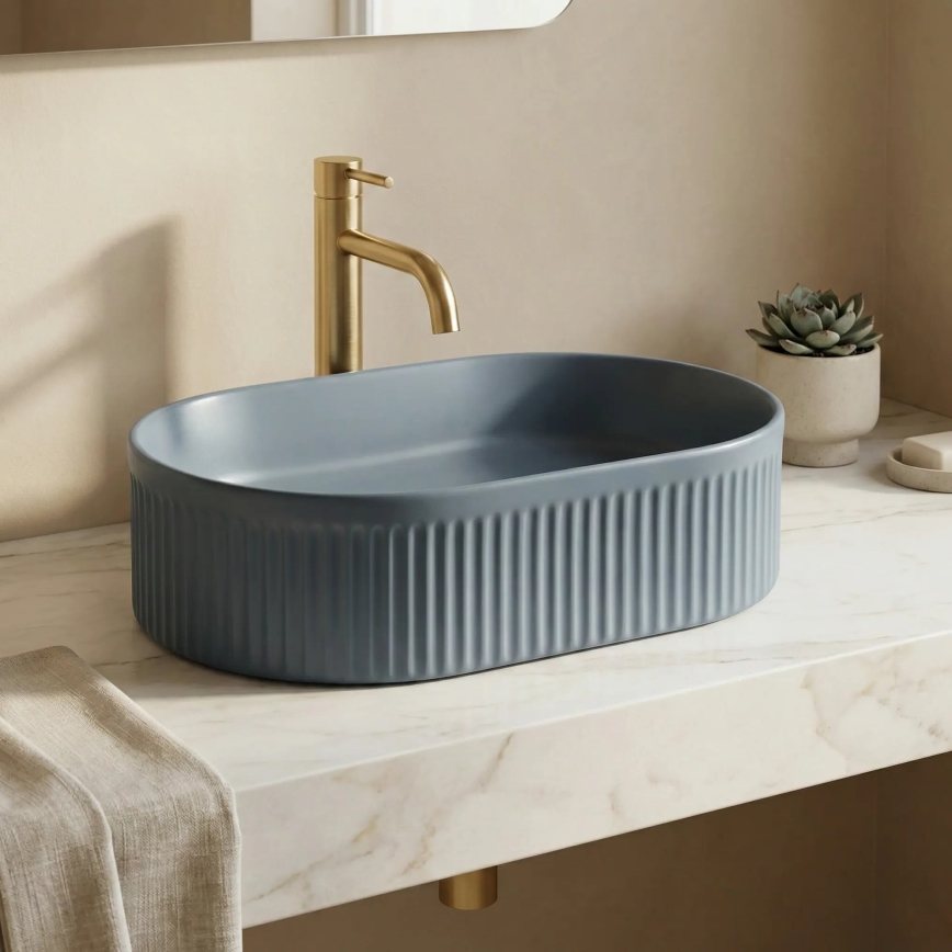 REA-U3535 - Vasque à poser VANDA 31x49 cm céramique/bleu foncé