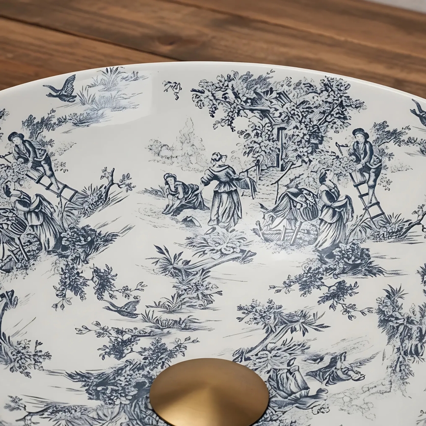 REA-U3608 - Lavabo à poser sur plan JULIANA 40 cm en céramique / blanc / bleu