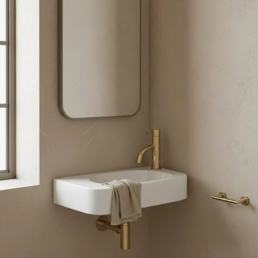 REA-U3610 - Lavabo ODETTA 25 x 51 cm, à poser/à suspendre, céramique, blanc brillant