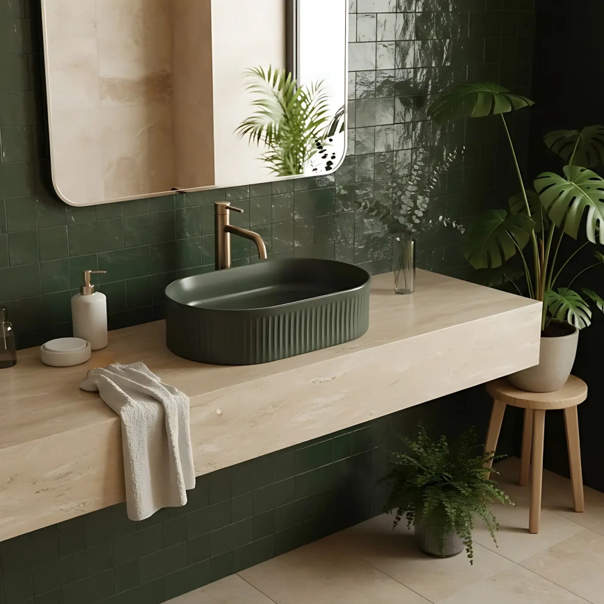 REA-U3611 - Vasque à poser VANDA 31 x 49 cm en céramique / vert foncé
