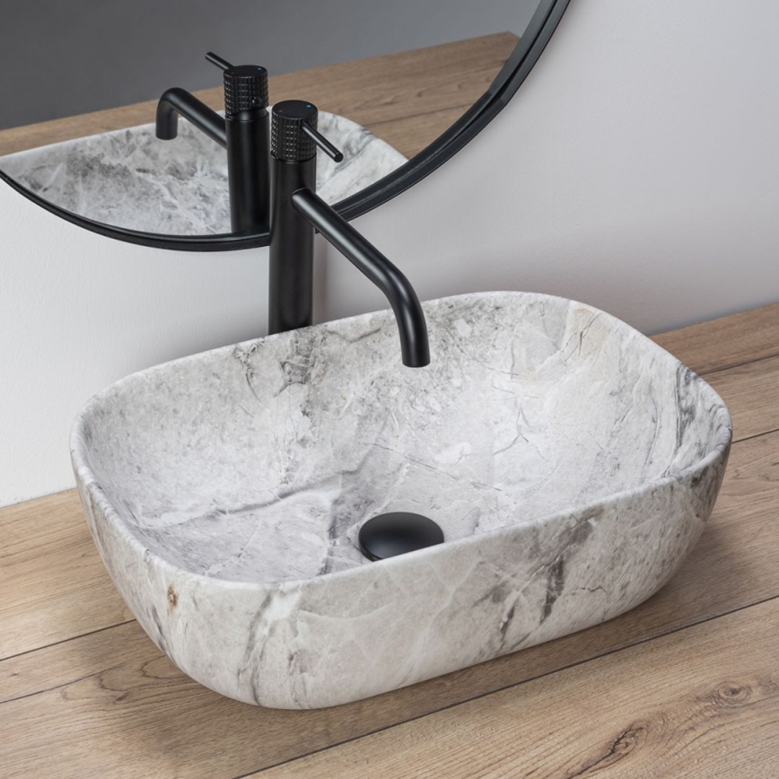 REA-U3800 - Vasque à poser LIVIA 33,5 x 46,5 cm céramique/gris/effet pierre