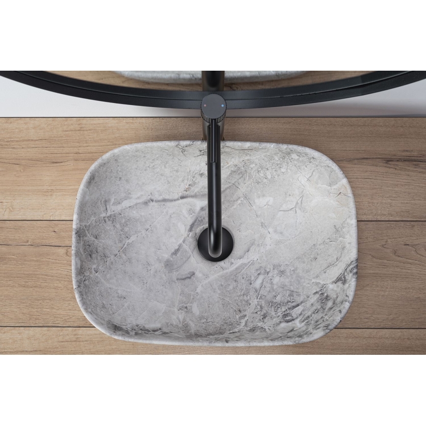 REA-U3800 - Vasque à poser LIVIA 33,5 x 46,5 cm céramique/gris/effet pierre
