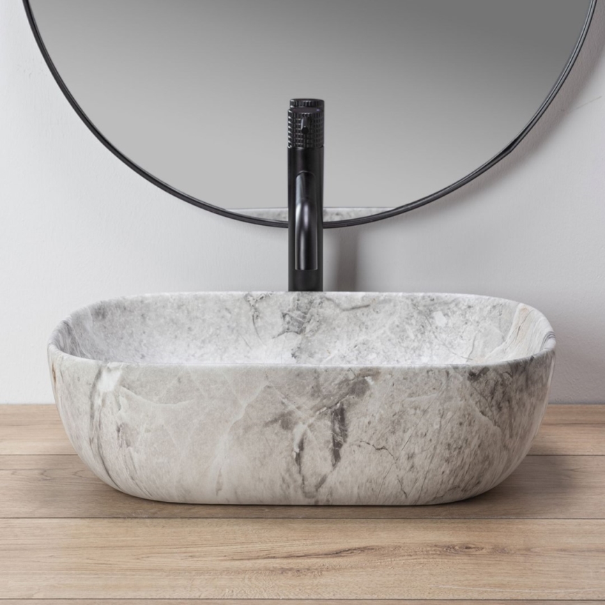 REA-U3800 - Vasque à poser LIVIA 33,5 x 46,5 cm céramique/gris/effet pierre