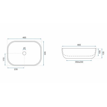 REA-U3801 - Vasque à poser LIVIA 33,5x46,5 cm céramique/gris/aspect pierre