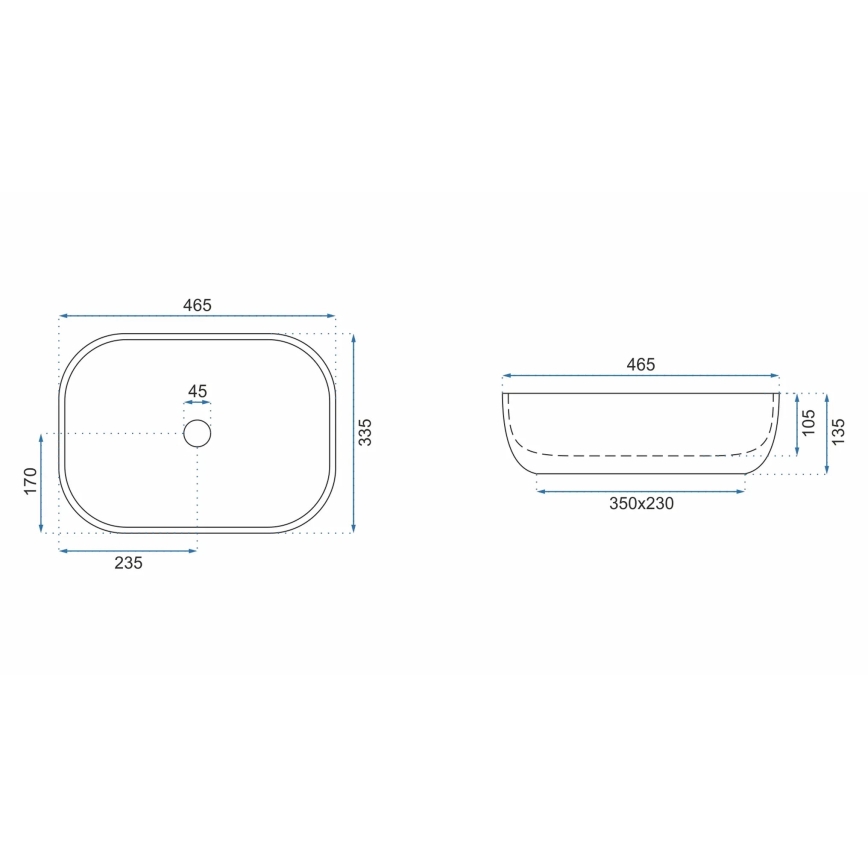REA-U3801 - Vasque à poser LIVIA 33,5x46,5 cm céramique/gris/aspect pierre